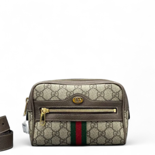 Gucci Web Small Ophidia Belt Bag GG Monogram Beige Ebony