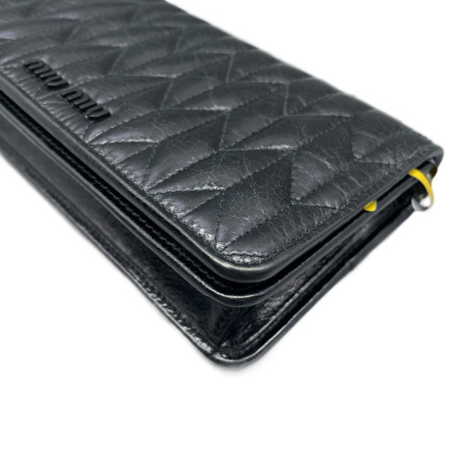 Miu Miu Wallet On Chain WOC Lambskin Black