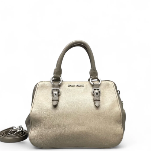 Miu Miu Two-Way Bag Grained Calfskin Grey
