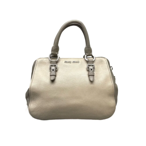 Miu Miu Two-Way Bag Grained Calfskin Grey