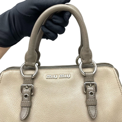 Miu Miu Two-Way Bag Grained Calfskin Grey