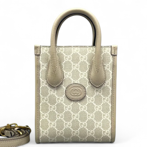 Gucci Mini Interlocking G Tote GG Supreme Monogram Beige Gucci Mini Interlocking G Tote GG Supreme Monogram Beige