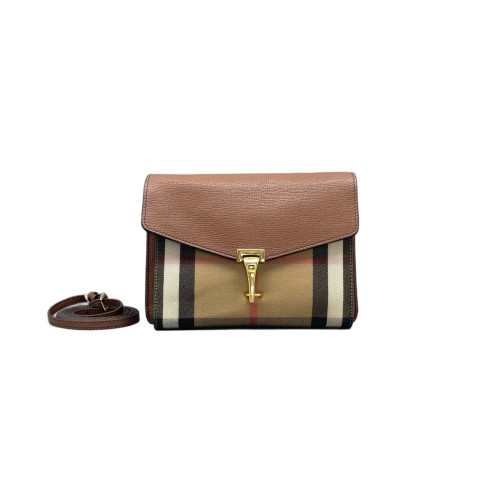 Burberry Small Macken Crossbody Bag House Check Calfskin Brown