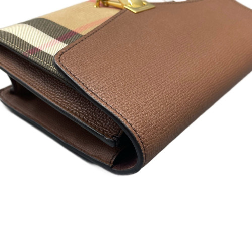 Burberry Small Macken Crossbody Bag House Check Calfskin Brown