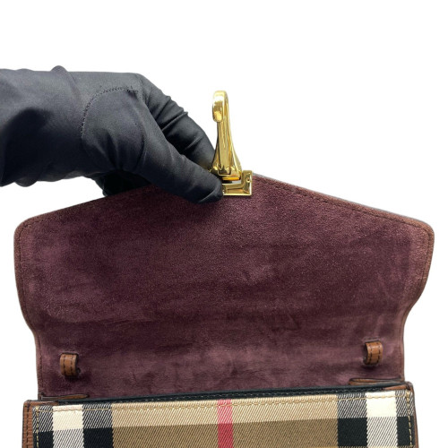 Burberry Small Macken Crossbody Bag House Check Calfskin Brown