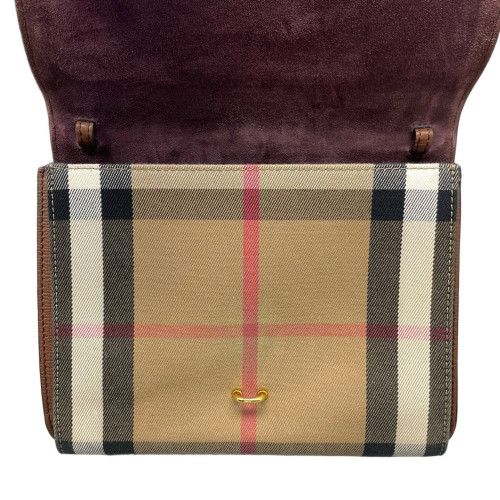 Burberry Small Macken Crossbody Bag House Check Calfskin Brown