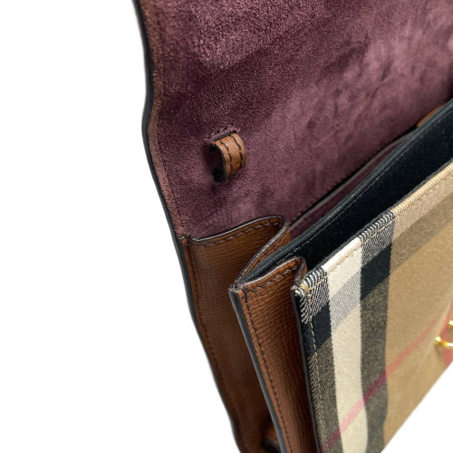 Burberry Small Macken Crossbody Bag House Check Calfskin Brown