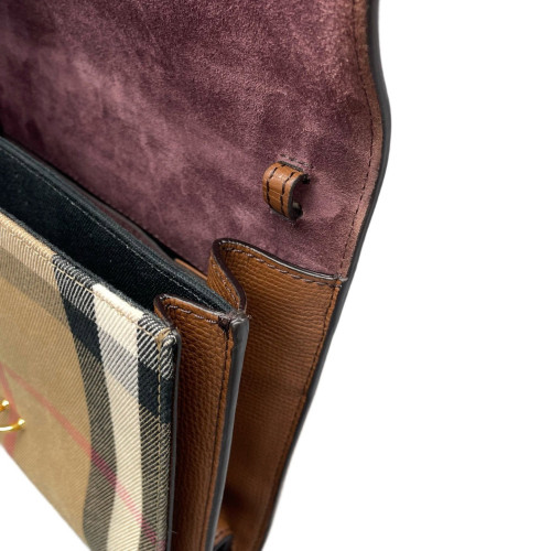 Burberry Small Macken Crossbody Bag House Check Calfskin Brown