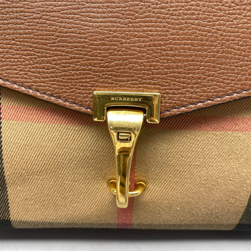 Burberry Small Macken Crossbody Bag House Check Calfskin Brown