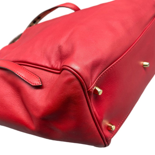Burberry Small Canterbury Tote Calfskin Red