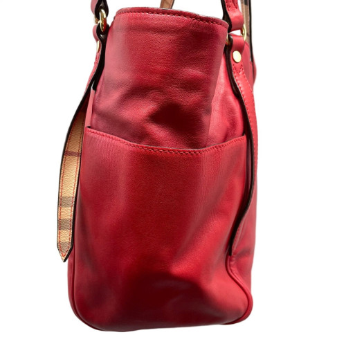 Burberry Small Canterbury Tote Calfskin Red