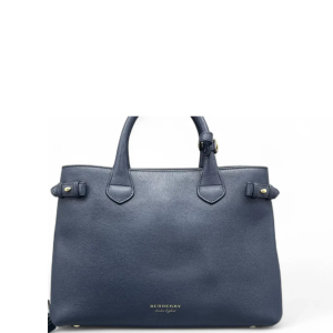 Burberry Medium Banner Tote Grained Calfskin House Check Blue Burberry Medium Banner Tote Grained Calfskin House Check Blue