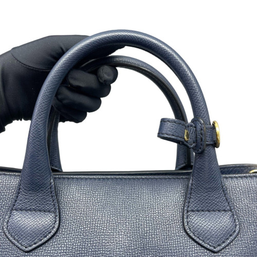 Burberry Medium Banner Tote Grained Calfskin House Check Blue