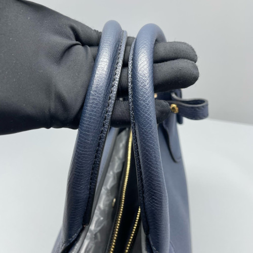 Burberry Medium Banner Tote Grained Calfskin House Check Blue