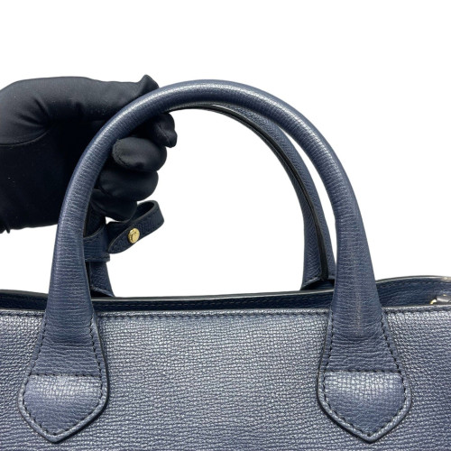 Burberry Medium Banner Tote Grained Calfskin House Check Blue