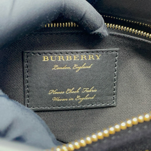 Burberry Medium Banner Tote Grained Calfskin House Check Blue