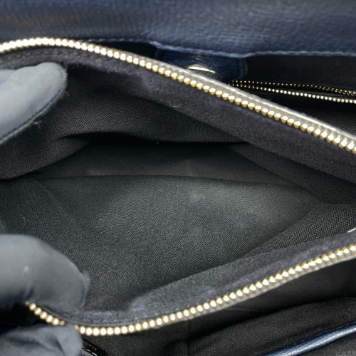 Burberry Medium Banner Tote Grained Calfskin House Check Blue