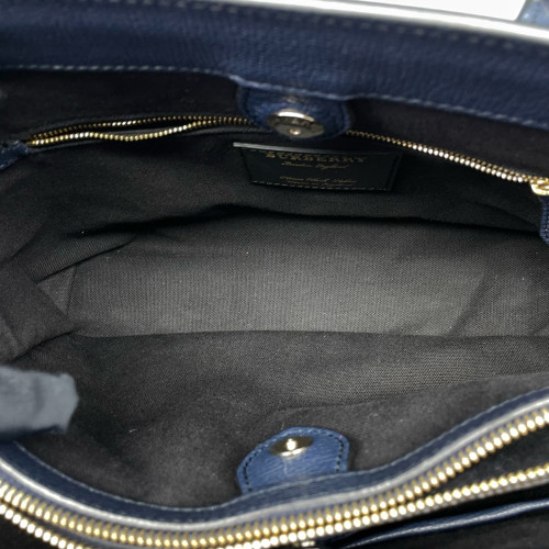 Burberry Medium Banner Tote Grained Calfskin House Check Blue