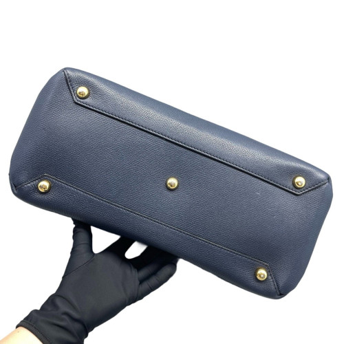 Burberry Medium Banner Tote Grained Calfskin House Check Blue