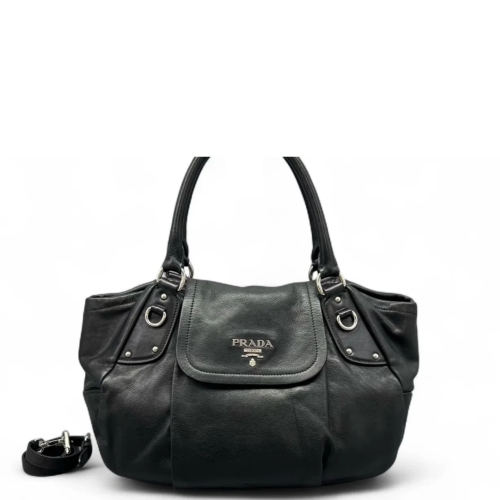 Prada Shoulder Bag Calfskin Black