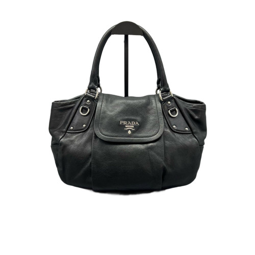 Prada Shoulder Bag Calfskin Black
