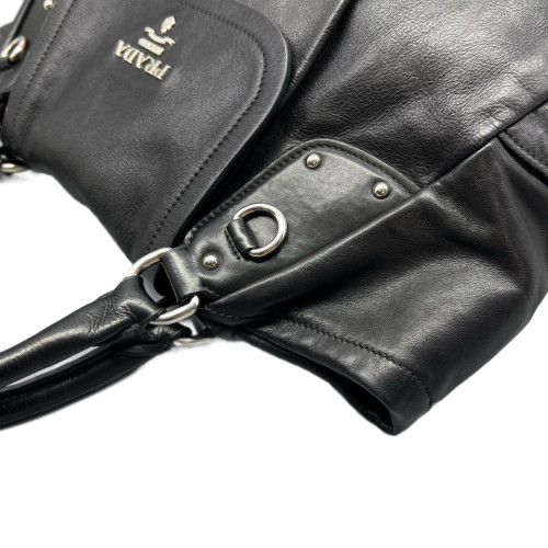 Prada Shoulder Bag Calfskin Black