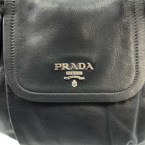 Prada Shoulder Bag Calfskin Black