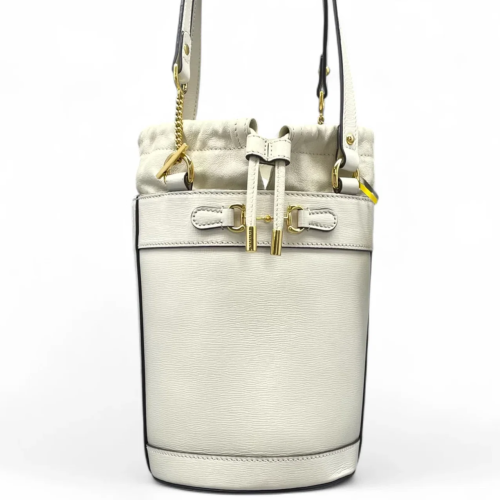 Gucci Small Horsebit 1955 Drawstring Bucket Bag Grained Calfskin White Gucci Small Horsebit 1955 Drawstring Bucket Bag Grained Calfskin White