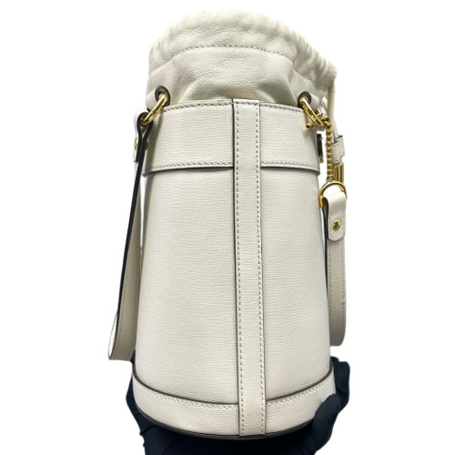 Gucci Small Horsebit 1955 Drawstring Bucket Bag Grained Calfskin White Gucci Small Horsebit 1955 Drawstring Bucket Bag Grained Calfskin White