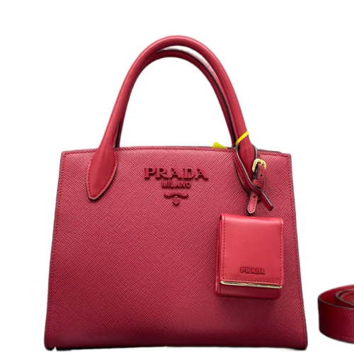 Prada Handbag Saffiano Calfskin Red