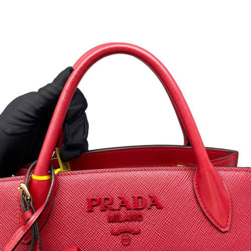 Prada Handbag Saffiano Calfskin Red
