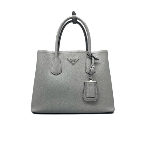 Prada Medium Double Bag Saffiano Calfskin Grey