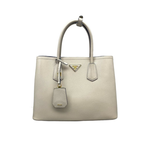 Prada Medium Double Bag Saffiano Calfskin Beige