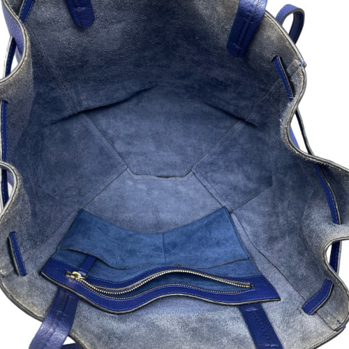 Celine Small Belt Cabas Phantom Tote Grained Calfskin Blue