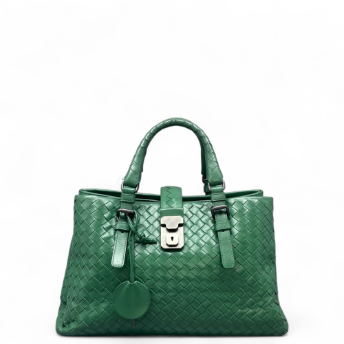 Bottega Veneta Intrecciato Medium Roma Tote Bag Lambskin Intrecciato Green