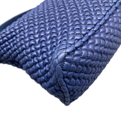 Bottega Veneta Intrecciato Shoulder Bag Lambskin Nappa Blue