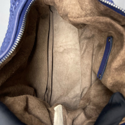 Bottega Veneta Intrecciato Shoulder Bag Lambskin Nappa Blue