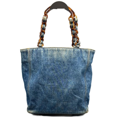Chanel Tote Bag Denim Blue Brown