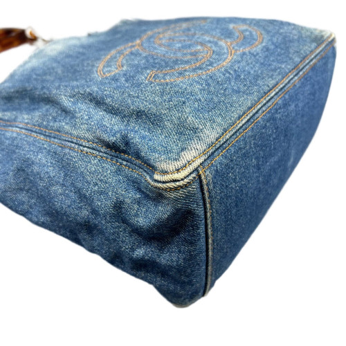 Chanel Tote Bag Denim Blue Brown