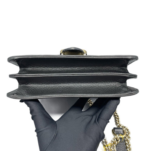 Gucci Small Interlocking G Shoulder Bag Grained Calfskin Black