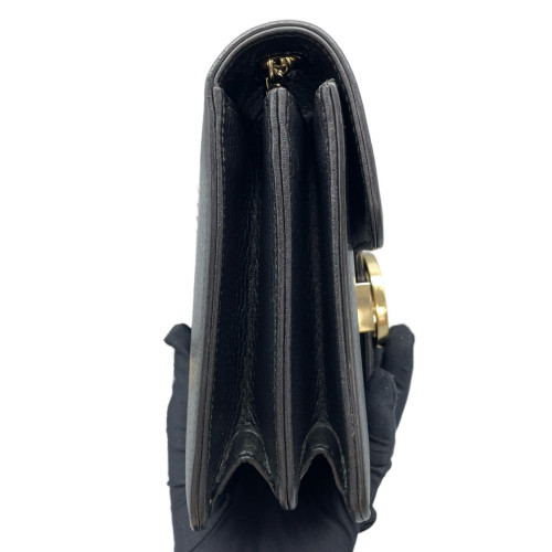 Gucci Small Interlocking G Shoulder Bag Grained Calfskin Black