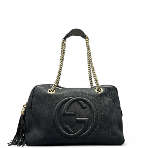 Gucci Shoulder Bag Grained Calfskin Black