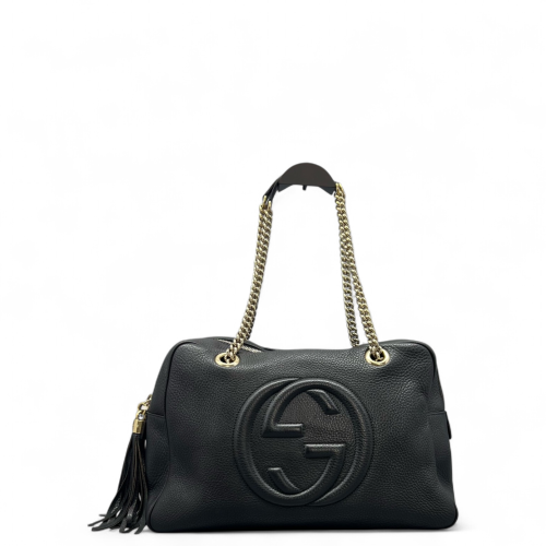 Gucci Shoulder Bag Grained Calfskin Black