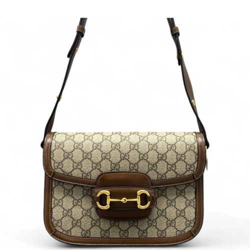 Gucci Small Horsebit 1955 GG Supreme Monogram Tan Beige