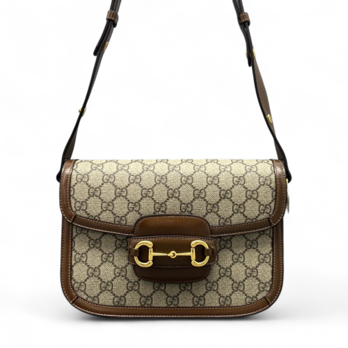 Gucci Small Horsebit 1955 GG Supreme Monogram Tan Beige