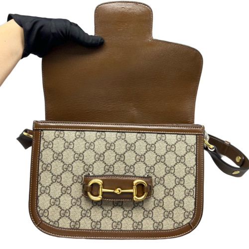 Gucci Small Horsebit 1955 GG Supreme Monogram Tan Beige