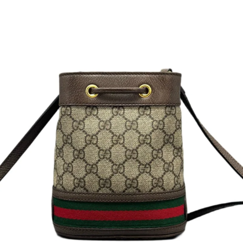 Gucci Mini Ophidia Bucket Bag GG Supreme Monogram Beige Ebony Gucci Mini Ophidia Bucket Bag GG Supreme Monogram Beige Ebony