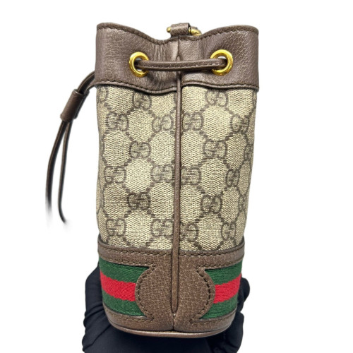 Gucci Mini Ophidia Bucket Bag GG Supreme Monogram Beige Ebony Gucci Mini Ophidia Bucket Bag GG Supreme Monogram Beige Ebony