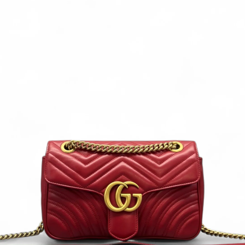 Gucci Chevron Small GG Marmont Calfskin Red