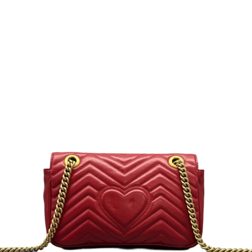 Gucci Chevron Small GG Marmont Calfskin Red